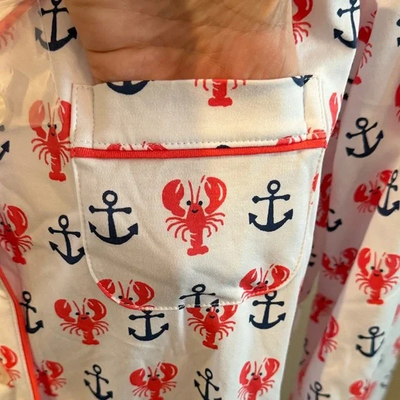 LIMITED EDITION Roller Rabbit White Red and Black Lobster & Anchor Pajama Top - Picture 5 of 10